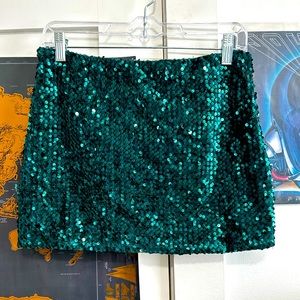 Wild Fable mini skirt. Green sequins. Small.